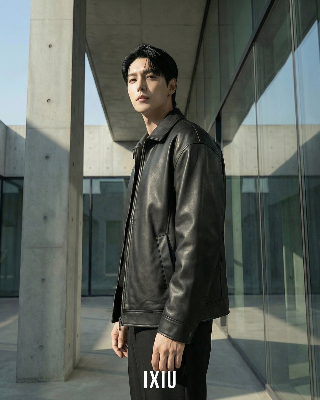【都会のキレ】モダン・PUレザースタジャン（韓国ミニマル）