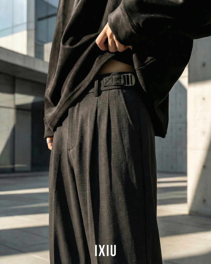 【至高の落ち感】サイド・アジャスター・アイスシルクスラックス（韓国ミニマル）