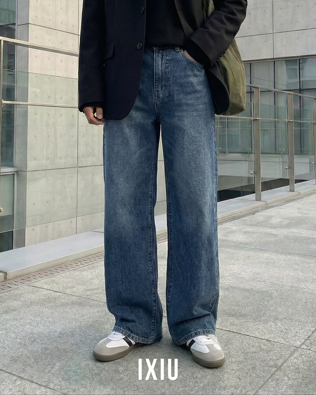 【熟成の風合い】ヴィンテージ・ウォッシュ・ストレートデニム（韓国ミニマル）