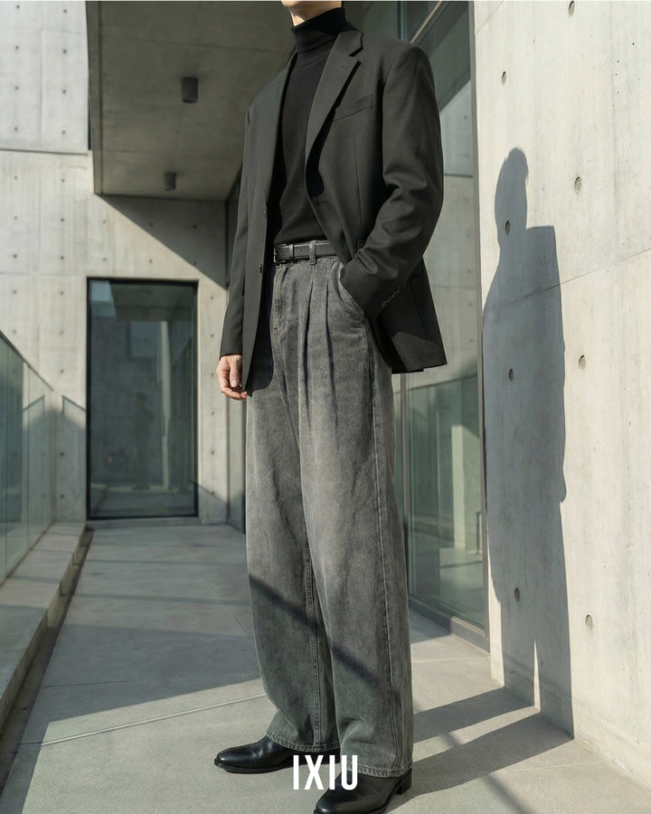 【都会的洗練】クリーンフィット・ストレートデニム（韓国ミニマル）