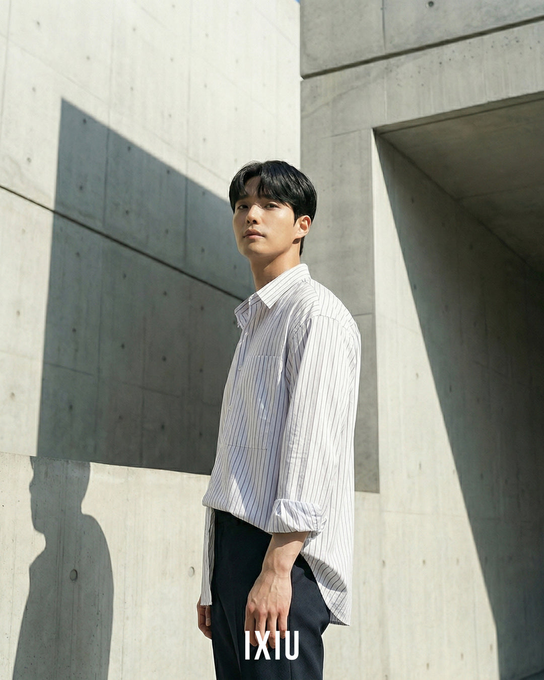 【静かなる品格】プレミアム・ストライプオーバーシャツ（韓国ミニマル）