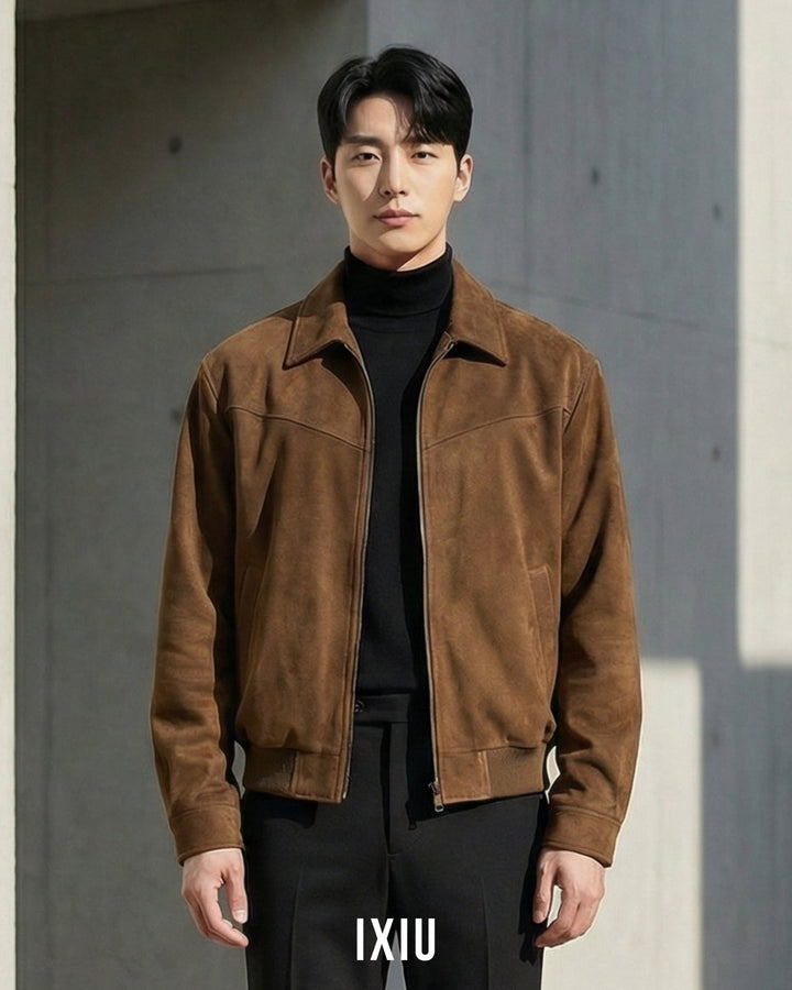 【至高の質感】ヴィンテージ・フェイクスウェードブルゾン（韓国ミニマル）