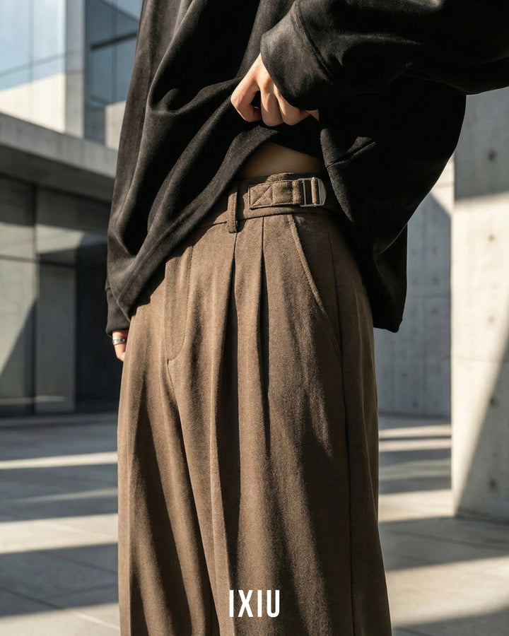 【至高の落ち感】サイド・アジャスター・アイスシルクスラックス（韓国ミニマル）