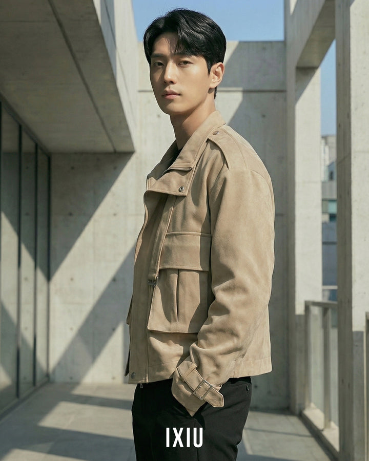 【レイヤード風】レトロワーク・ジップブルゾン（韓国ミニマル）