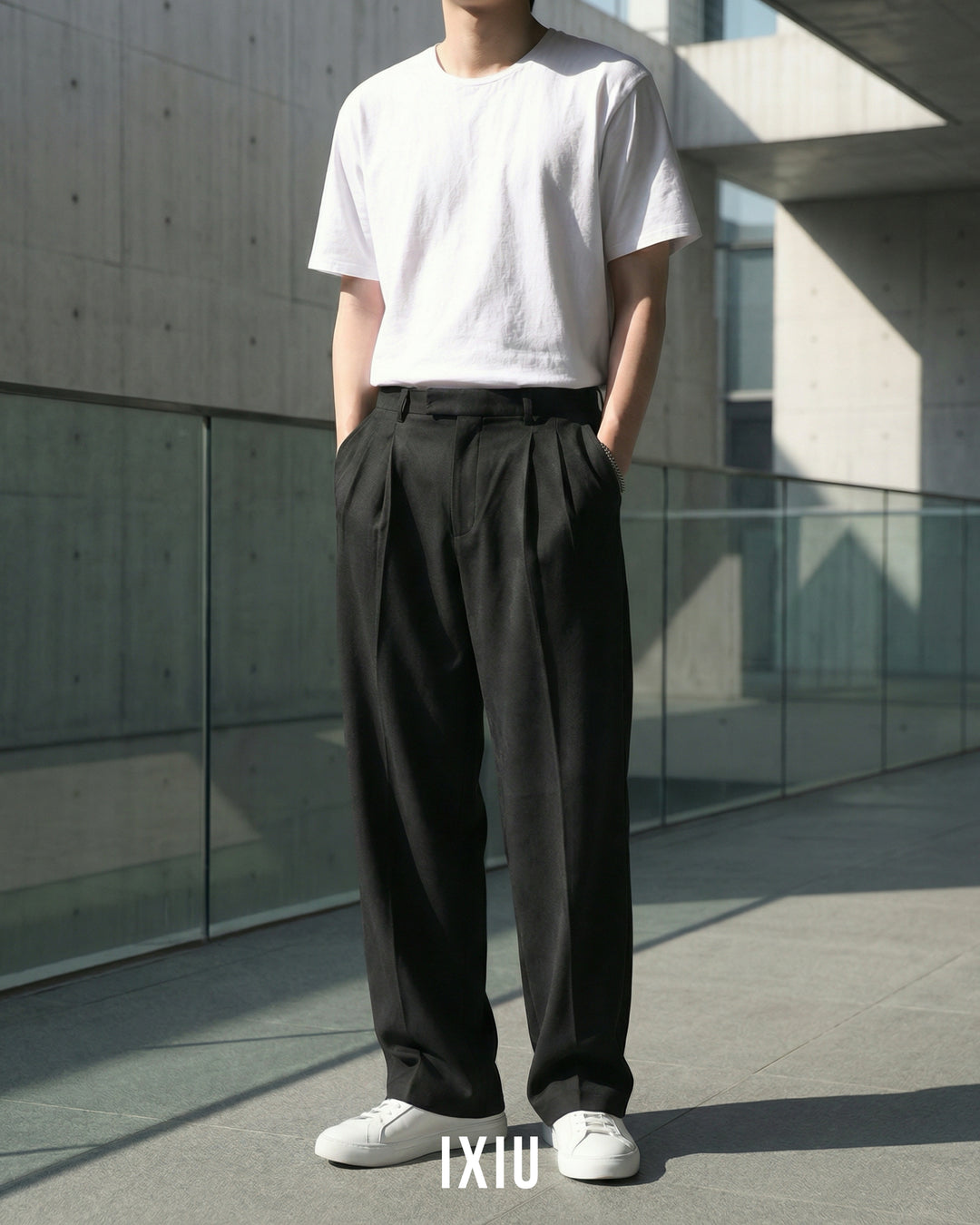 【春の微風】クリーンフィット・ドレープワイドスラックス（韓国ミニマル）