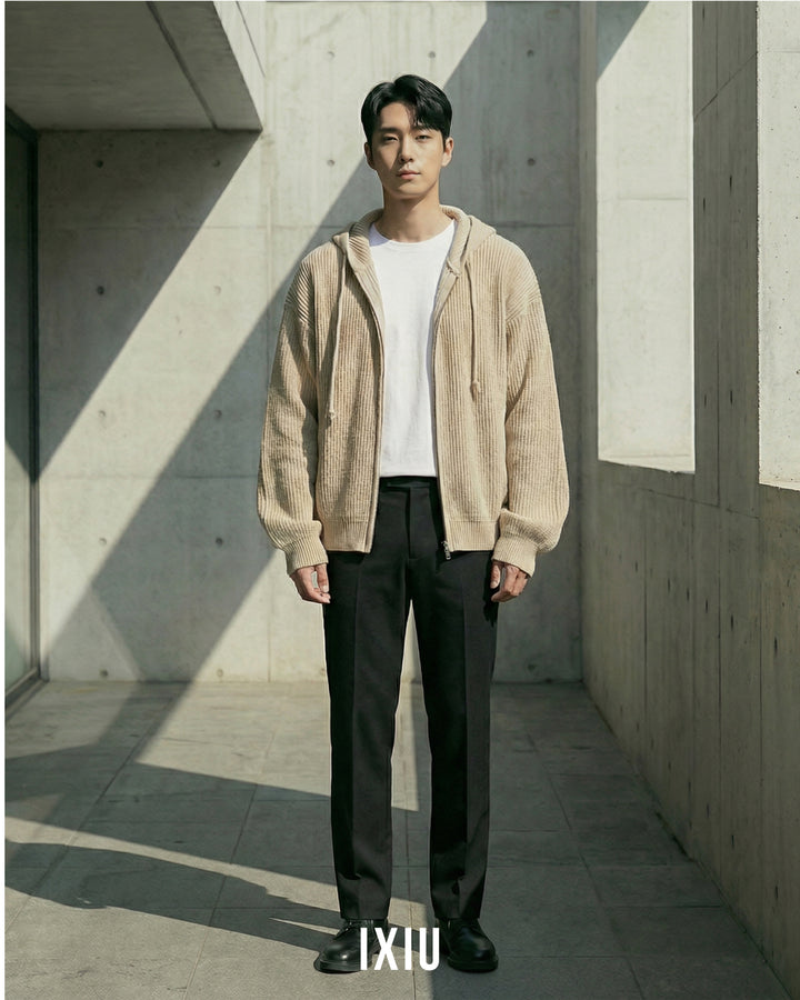 【極上の落ち感】オーバーサイズ・フーデッドニットカーディガン（韓国ミニマル）