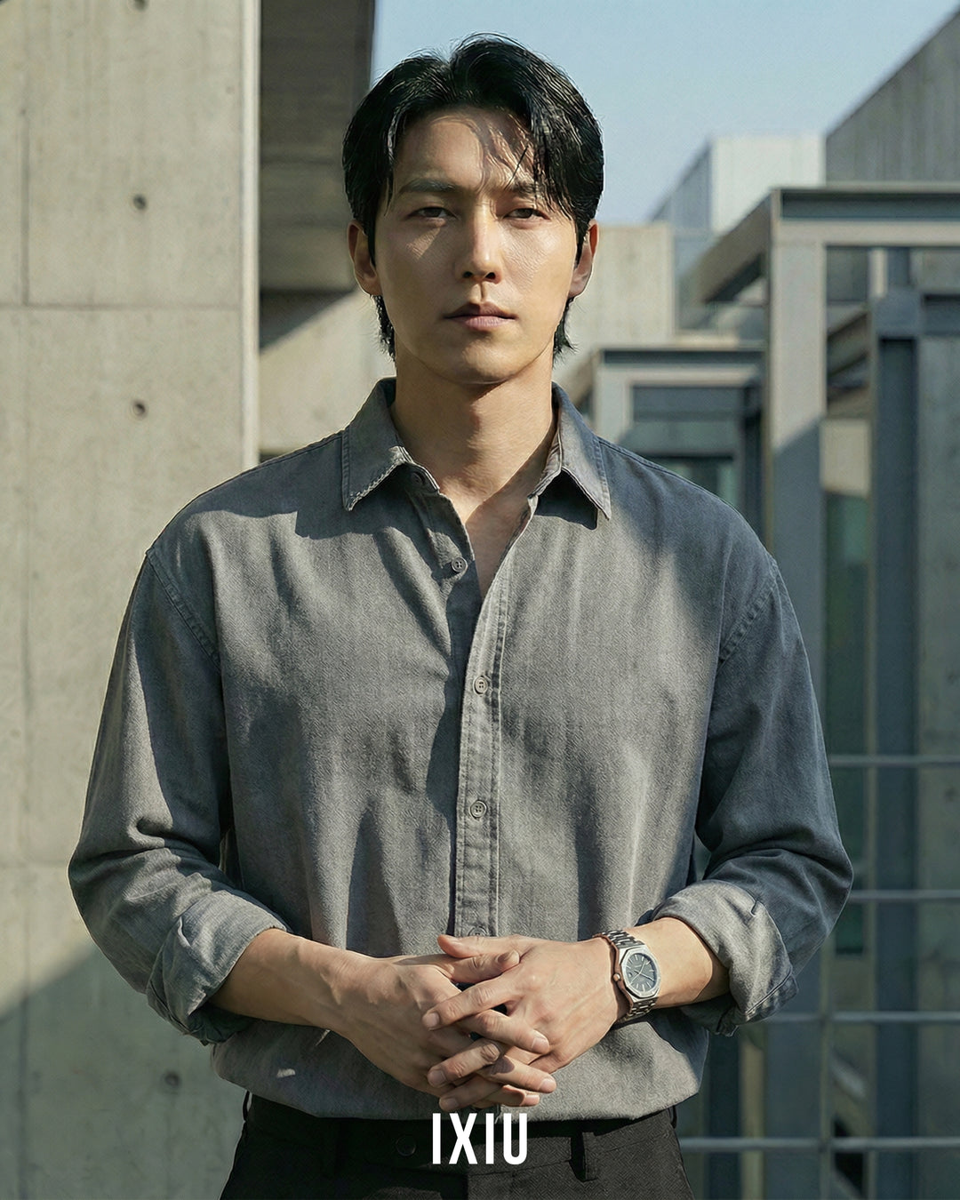 【洗練された色落ち】プレミアム・デニムオーバーシャツ（韓国ミニマル）