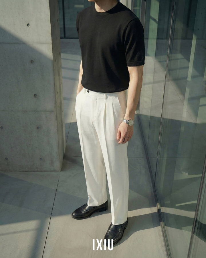 【至高のドレープ】モダン・ビジカジストレートスラックス（韓国ミニマル）