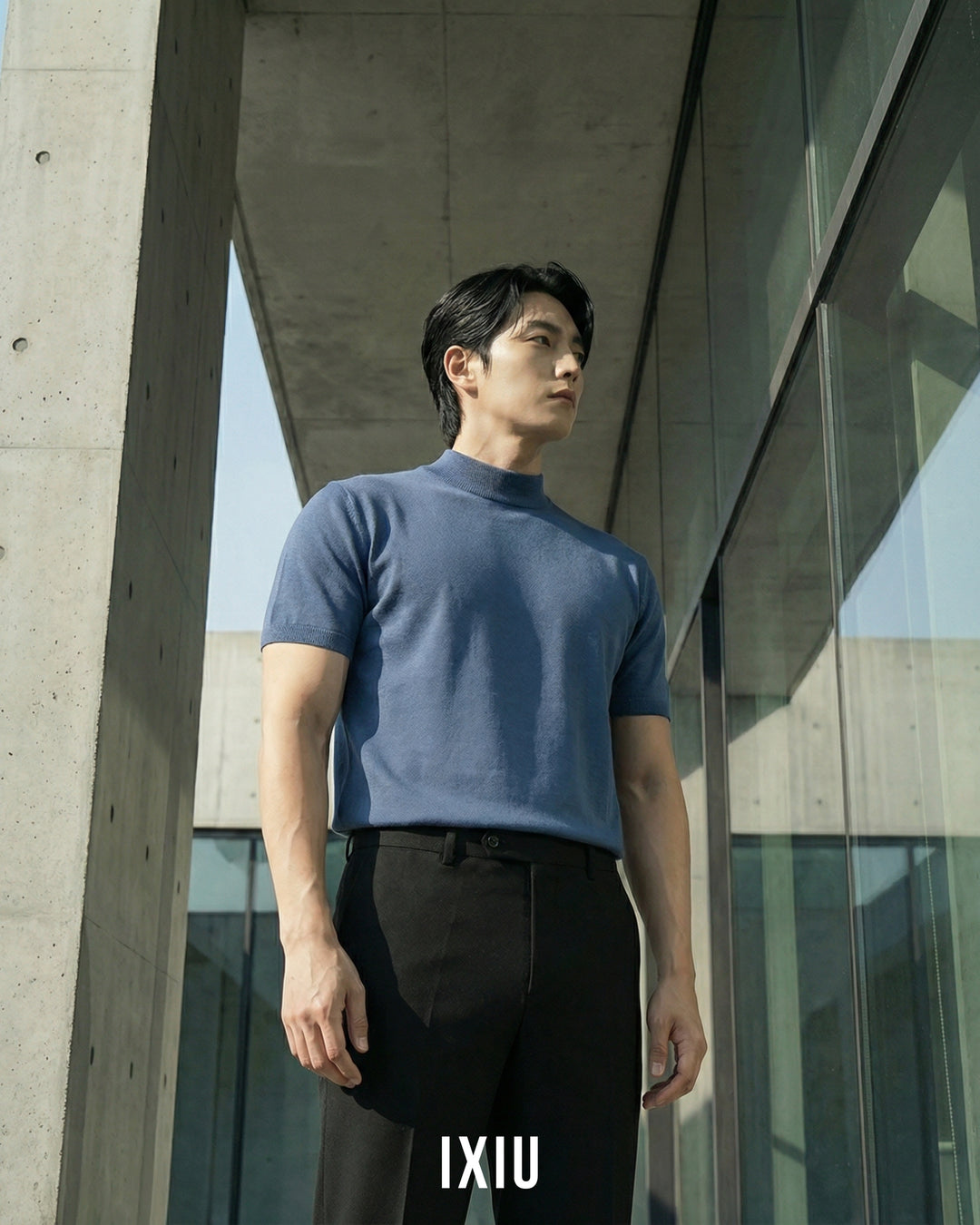 【至高の品格】プレミアム・モックネックサマーニット（韓国ミニマル）