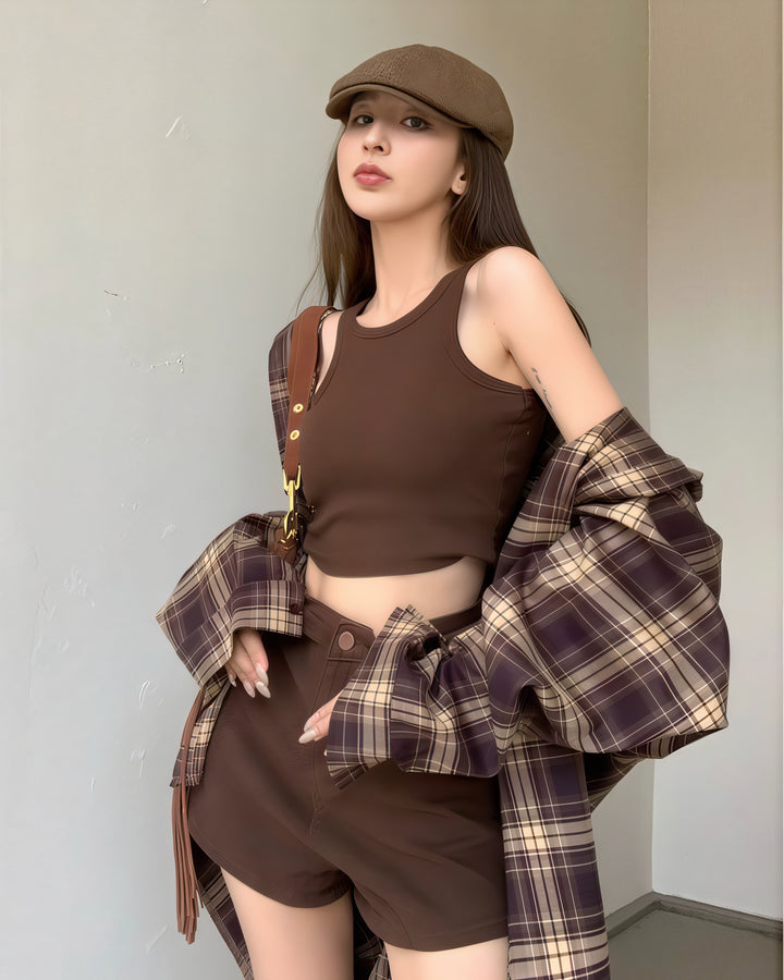 复古格子长袖衬衫——休闲防晒外套