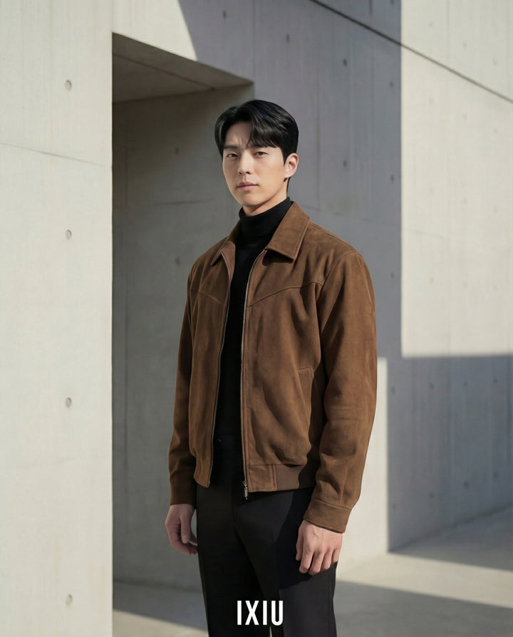 【至高の質感】ヴィンテージ・フェイクスウェードブルゾン（韓国ミニマル）