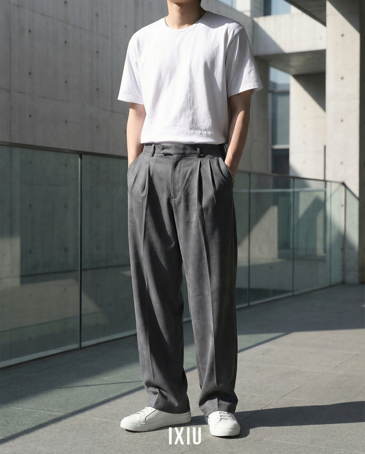 【春の微風】クリーンフィット・ドレープワイドスラックス（韓国ミニマル）