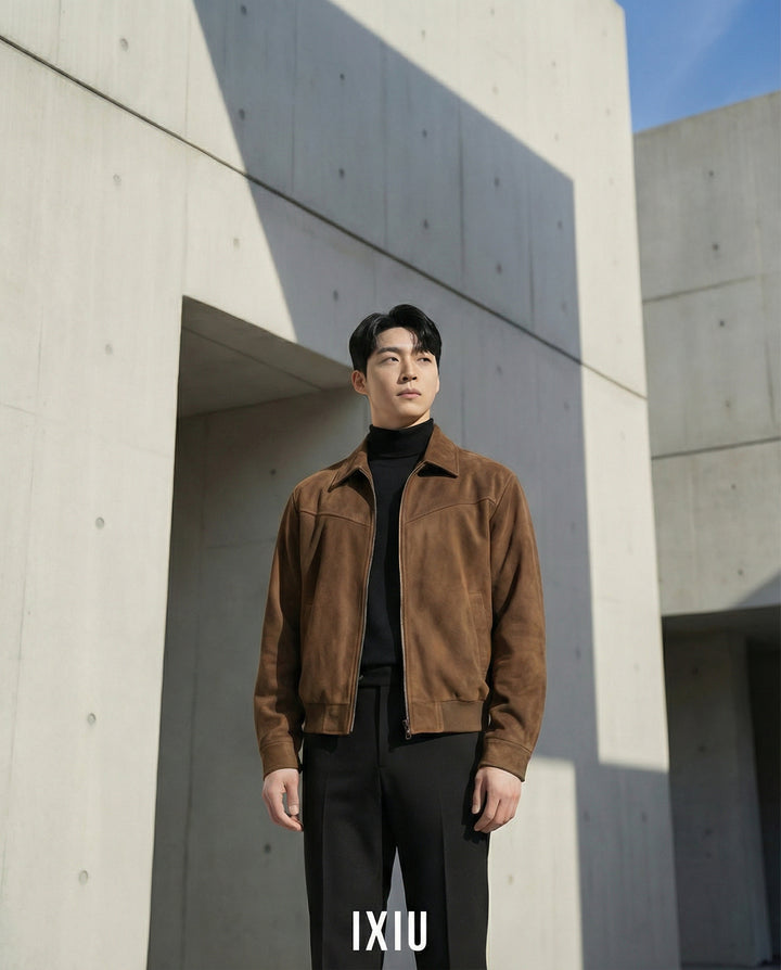 【至高の質感】ヴィンテージ・フェイクスウェードブルゾン（韓国ミニマル）