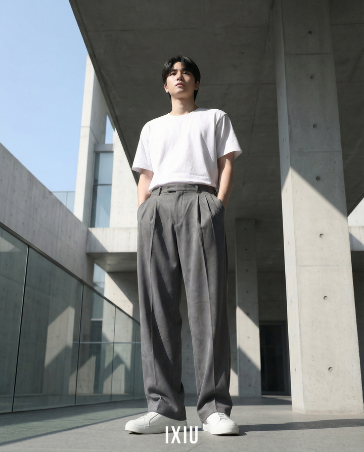 【春の微風】クリーンフィット・ドレープワイドスラックス（韓国ミニマル）