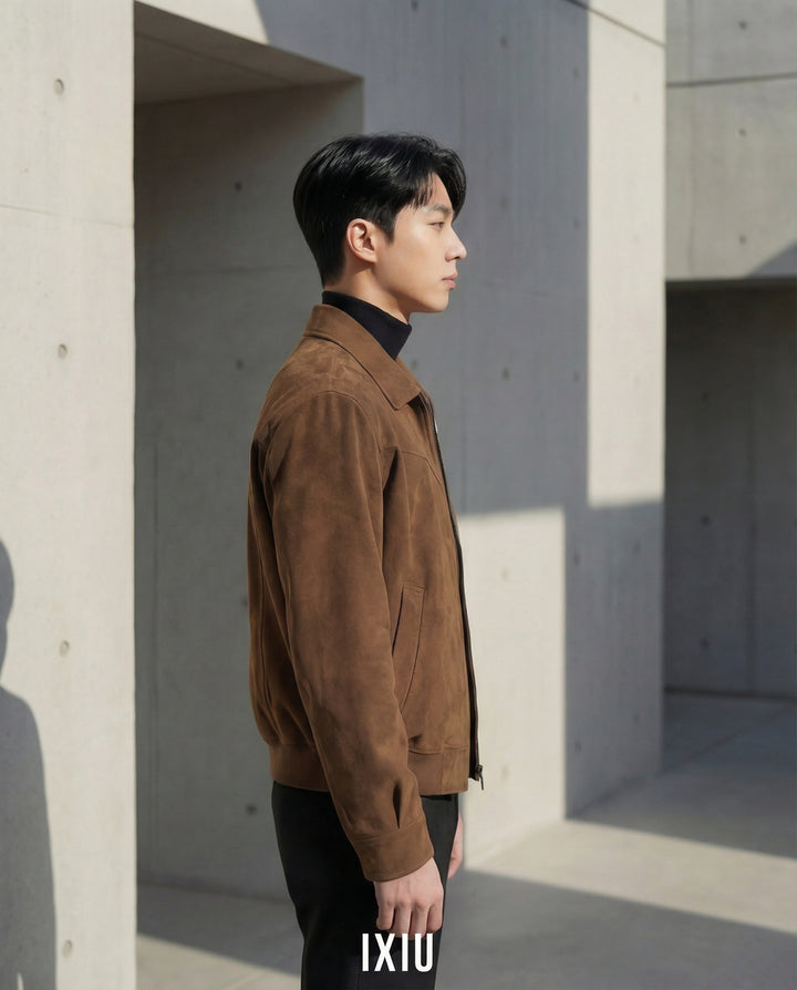 【至高の質感】ヴィンテージ・フェイクスウェードブルゾン（韓国ミニマル）