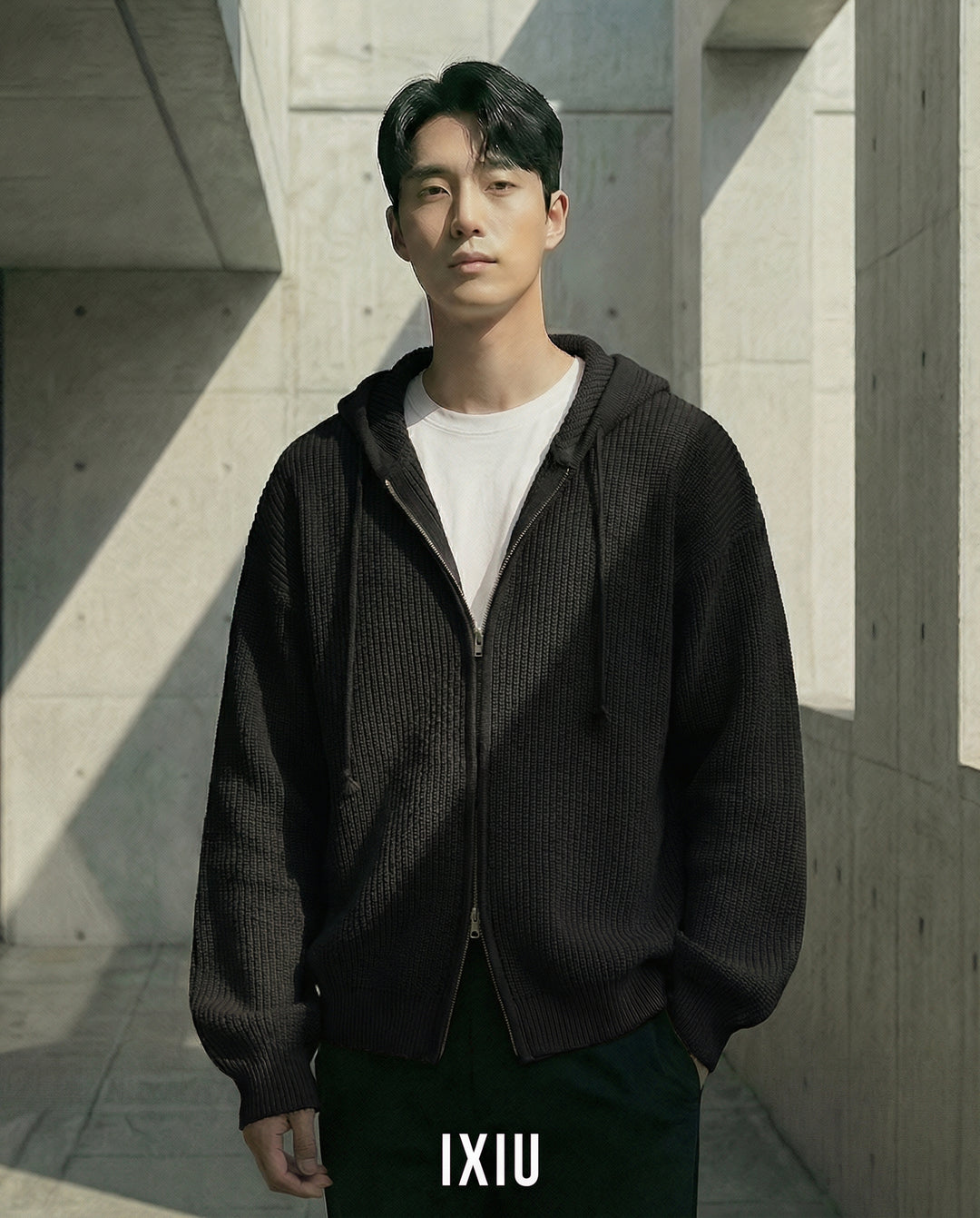 【極上の落ち感】オーバーサイズ・フーデッドニットカーディガン（韓国ミニマル）