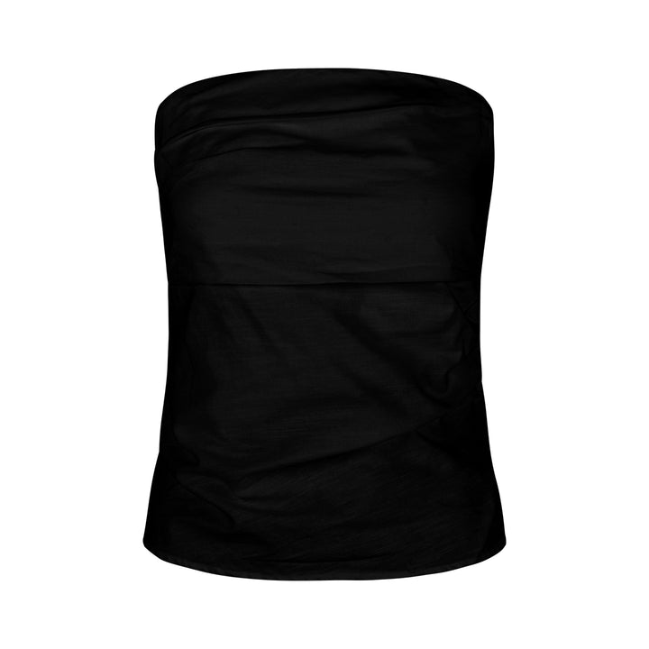 White Linen Strapless Crop Top & Wide-Leg Pants Set – Elegant Summer Two-Piece Outfit (Available in 2 Colors)