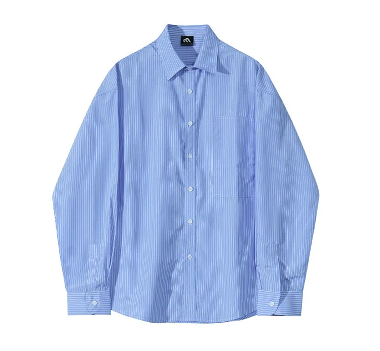 【静かなる品格】プレミアム・ストライプオーバーシャツ（韓国ミニマル）