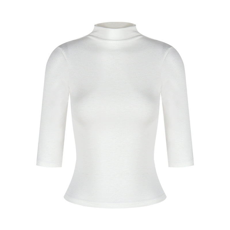 High-Neck Fitted Short Sleeve Top – Sexy Slim Korean Style (Available in 3 Colors)