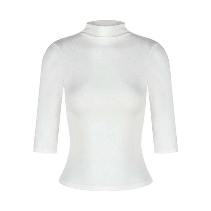 High-Neck Fitted Short Sleeve Top – Sexy Slim Korean Style (Available in 3 Colors)