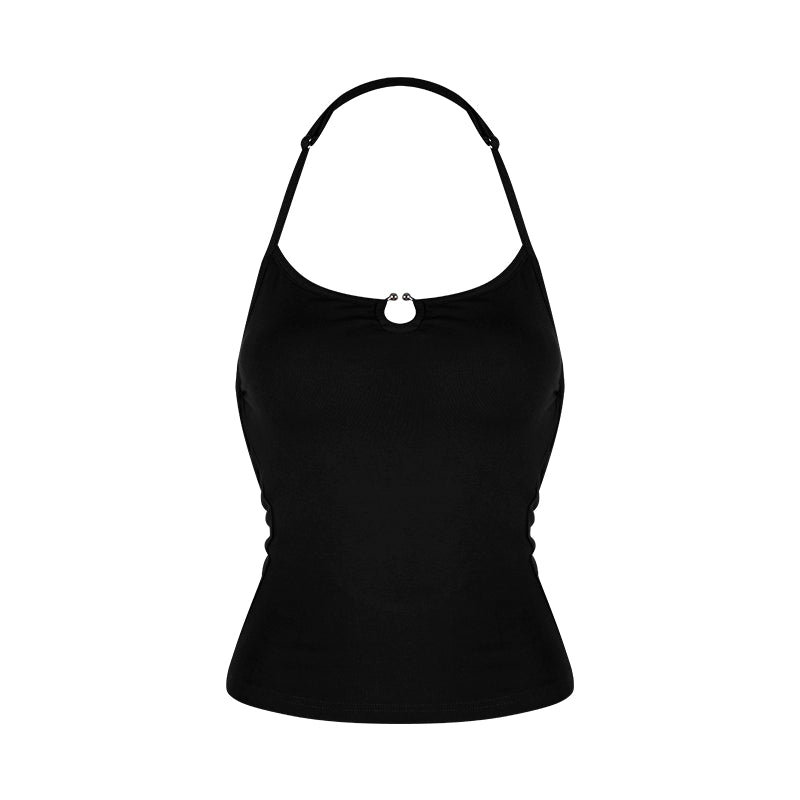 Chain Strap Halter Crop Top with Built-In Bra Pads – Sexy Summer Sleeveless Cami (Available in 2 Colors)