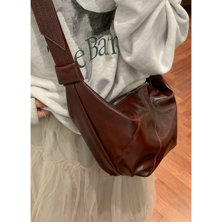 韩版复古新月形单肩包-简约大容量腋下斜挎包（4色可选）