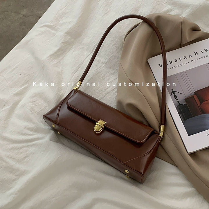 French Vintage Baguette Shoulder Bag – Chic Retro Underarm Handbag for Women (Available in 4 Colors)