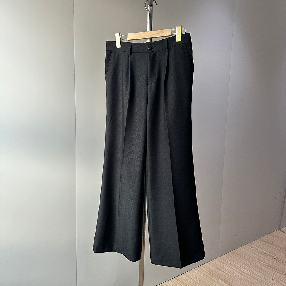 【脚長美脚】モダン・セミフレア・ドレープスラックス（韓国ミニマル）