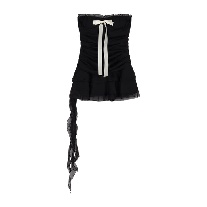 Black Bow Strapless Party Mini Dress – Sexy A-Line Tube Dress