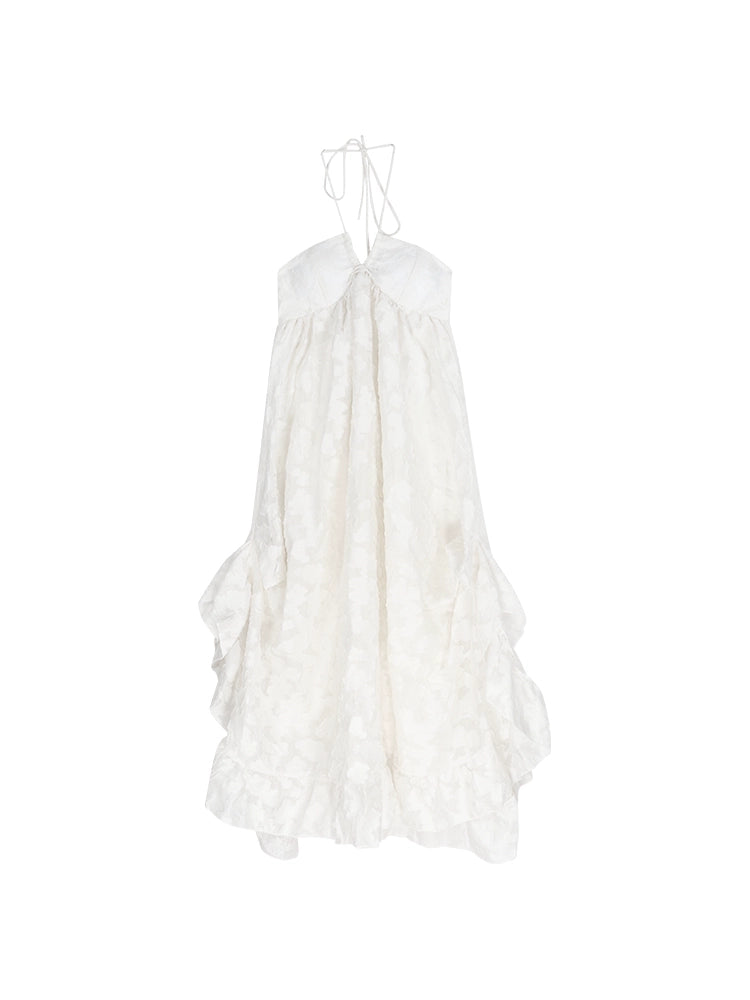 French-Style Halter Backless Maxi Dress – Summer Vacation A-Line Dress for Women