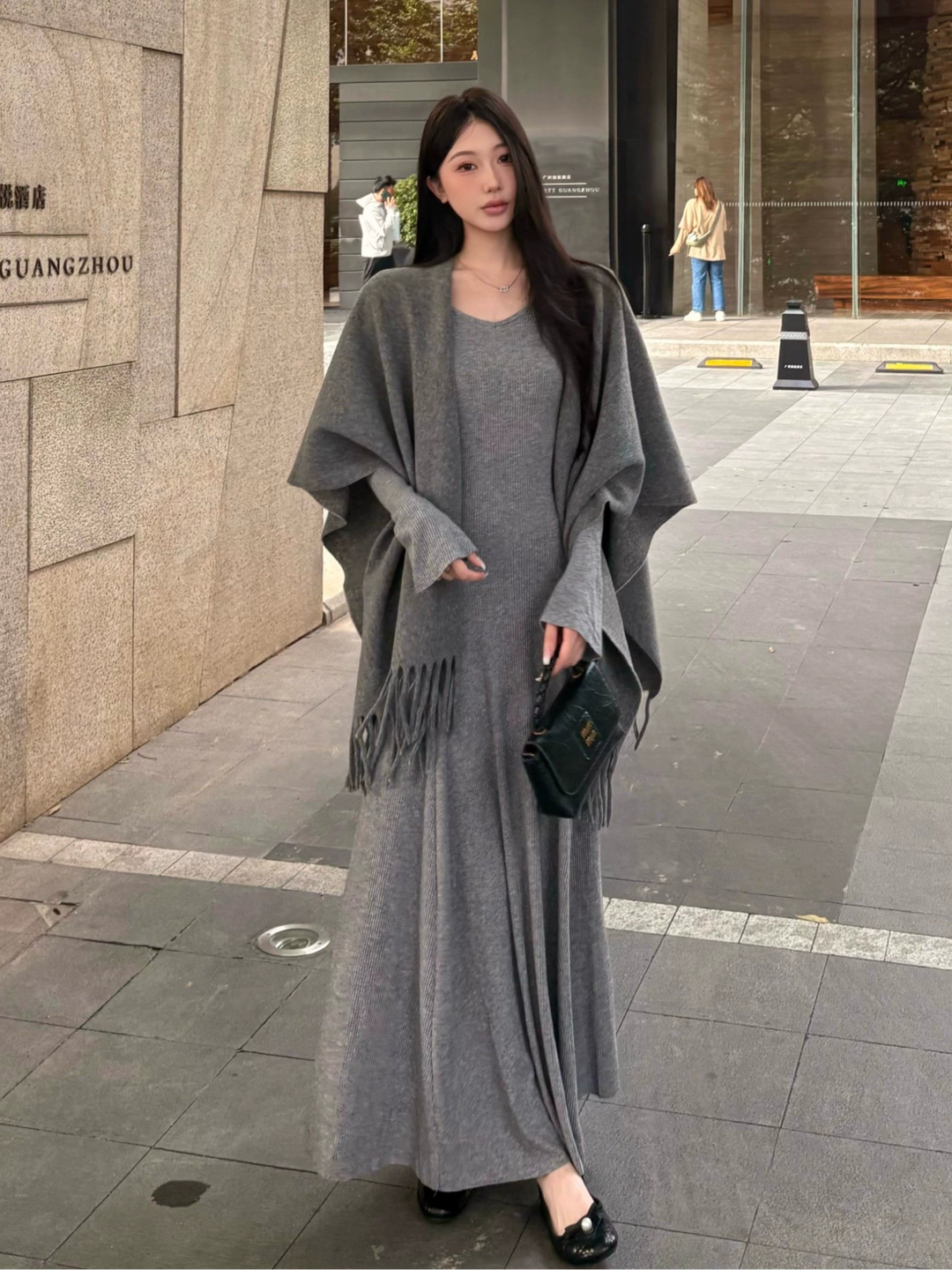 Knit Fringe Cardigan & Camisole Maxi Dress Set – Cozy Two-Piece Outfit (Available in 3 Colors)