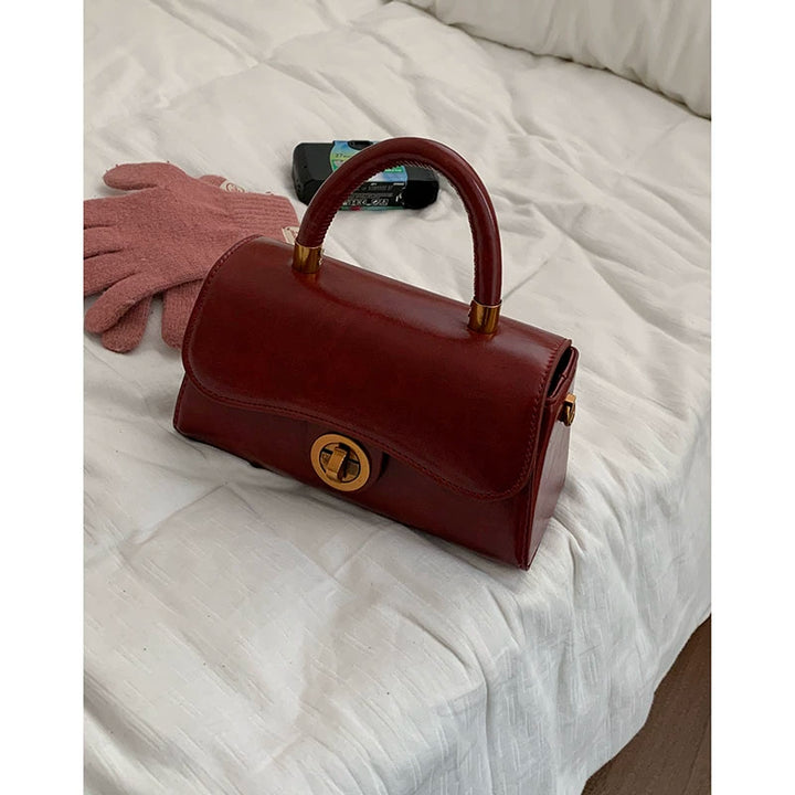 韩版复古通勤斜挎包-秋冬复古方形单肩手提包（4色可选）