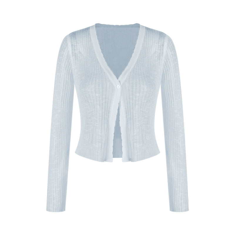 V-Neck Knit Cardigan – Lightweight Sheer Sun Protection Cover-Up (Available in 6 Colors)