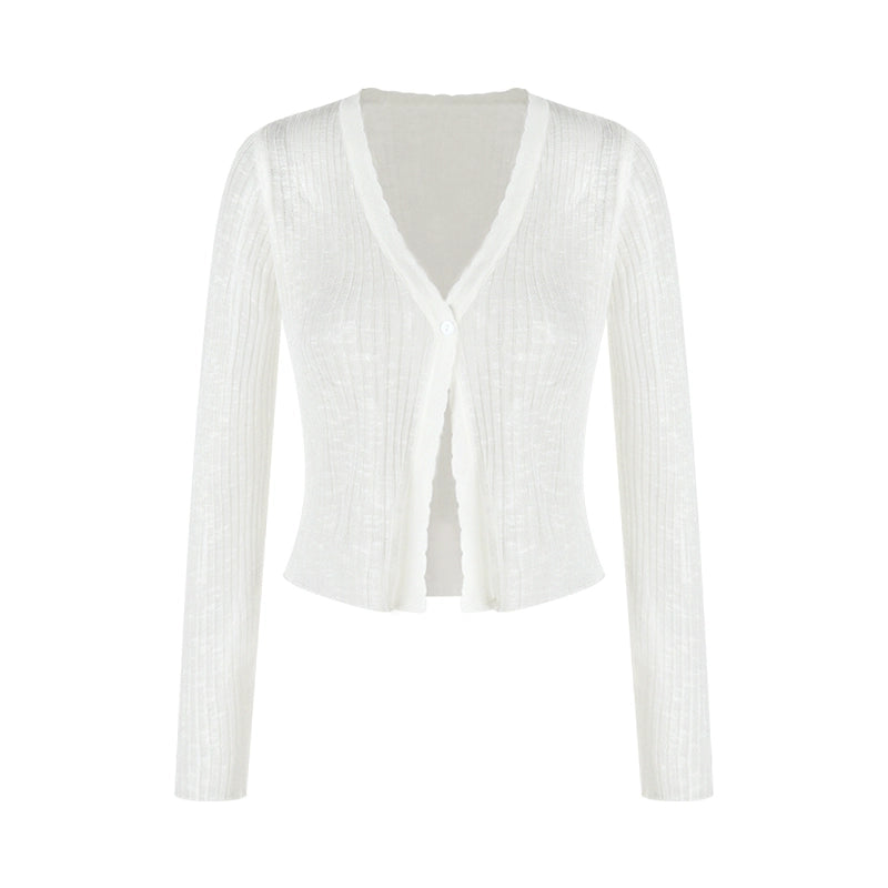 V-Neck Knit Cardigan – Lightweight Sheer Sun Protection Cover-Up (Available in 6 Colors)