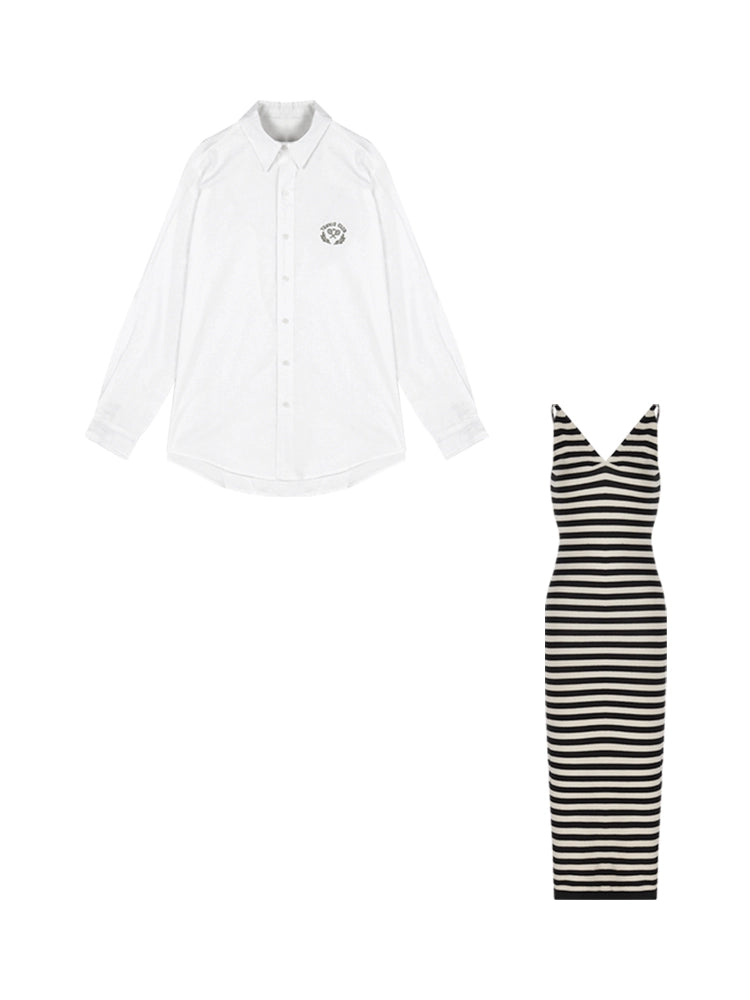 Striped V-Neck Bodycon Maxi Dress with Side Slit – Summer Slim Fit Elegant Style