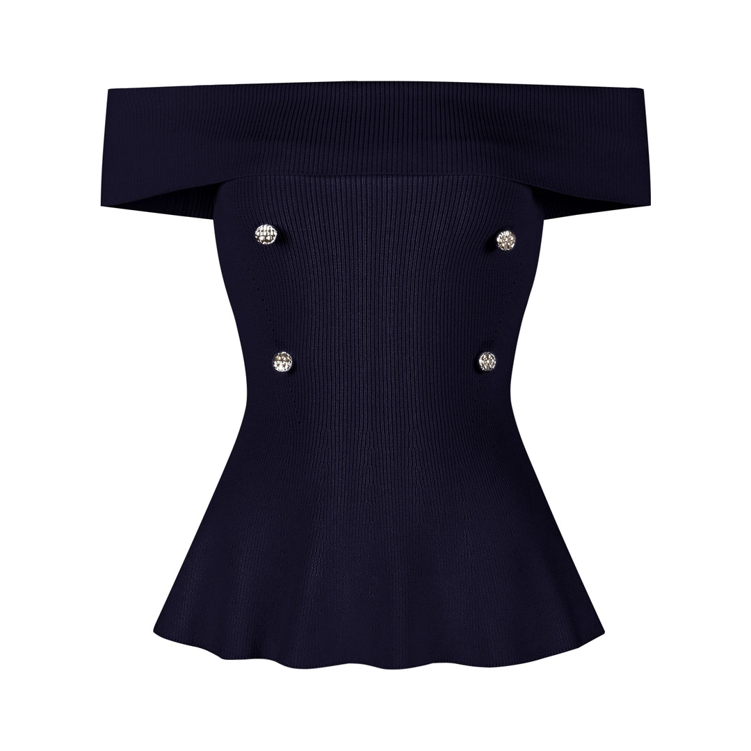 Off-Shoulder Knit Top – Slim-Fit Short Sleeve Cropped Tee (Available in 3 Colors)