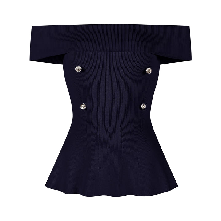 Off-Shoulder Knit Top – Slim-Fit Short Sleeve Cropped Tee (Available in 3 Colors)