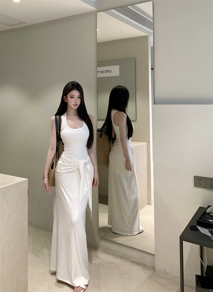 Đầm Maxi Ôm Body Không Tay Cổ Chữ U Màu Đen – Phong Cách Dự Tiệc Mùa Hè Ôm Vừa (Có 3 Màu)