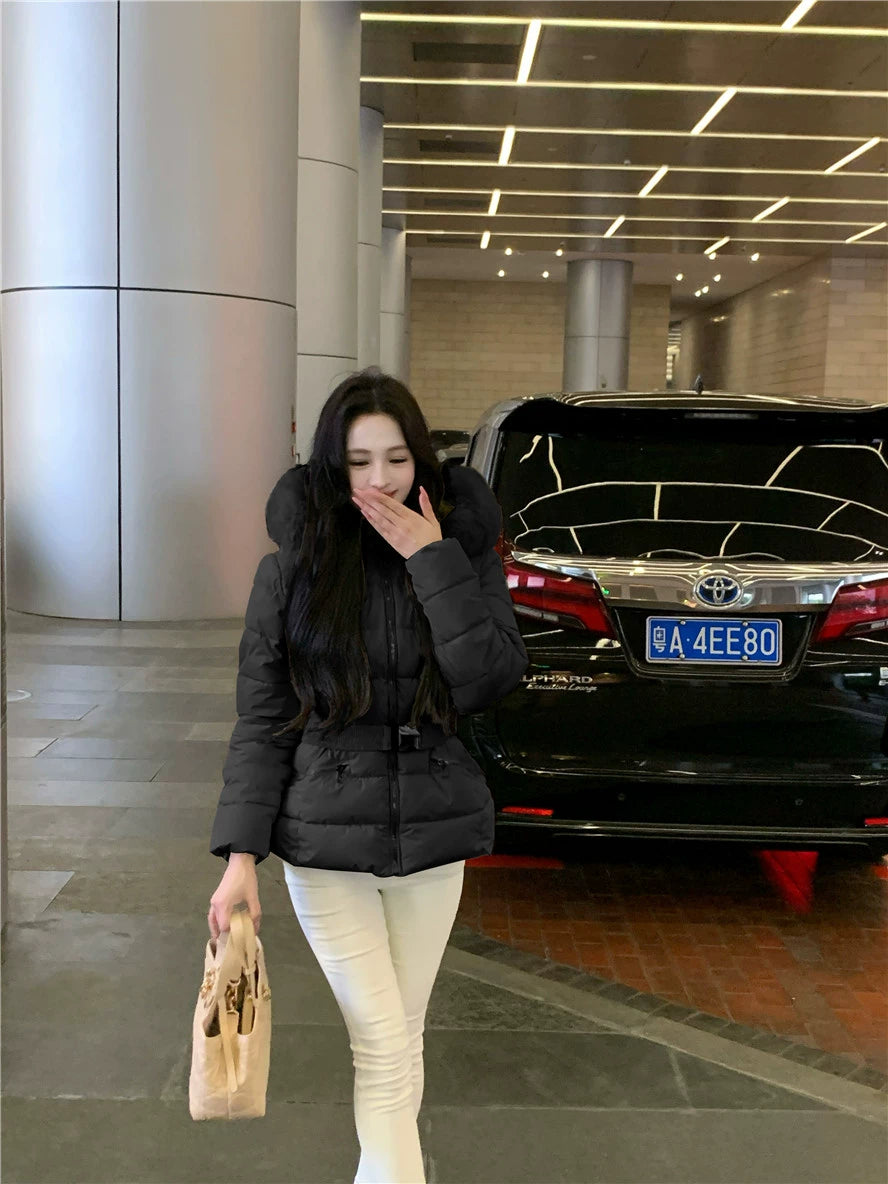 White Faux Fur Hooded Puffer Jacket – Warm Quilted Winter Coat (Available in 2 Colors)