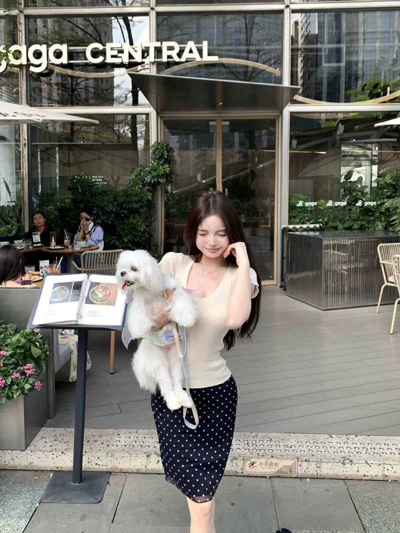 Purple V-Neck Slim Knit Short Sleeve Top – Summer Basic Sexy Waist-Fit Tee(Available in 4 Colors)