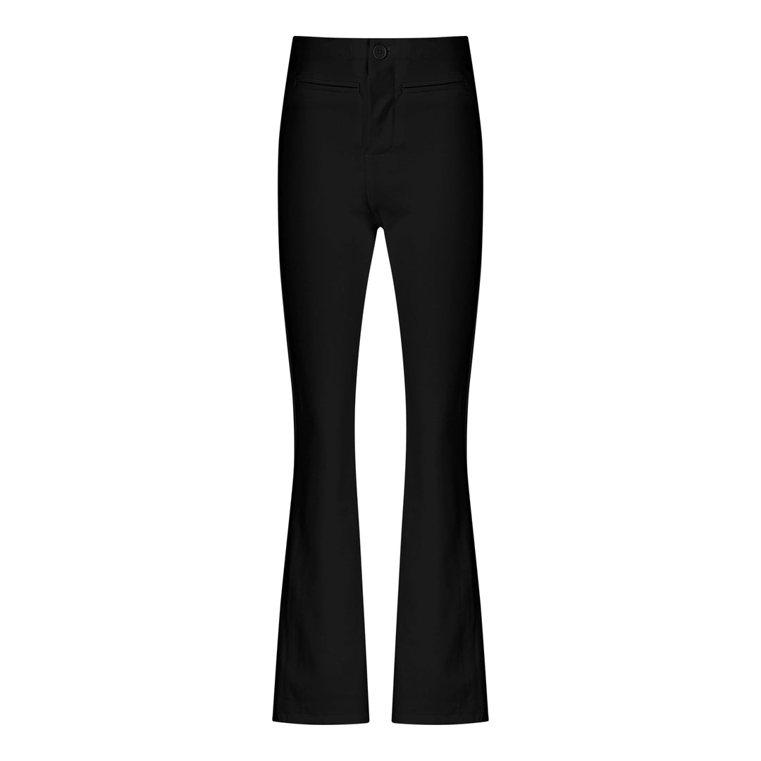 Black Flared Slim-Fit Trousers – High-Waist Stretch Dress Pants (Available in 2 Colors)