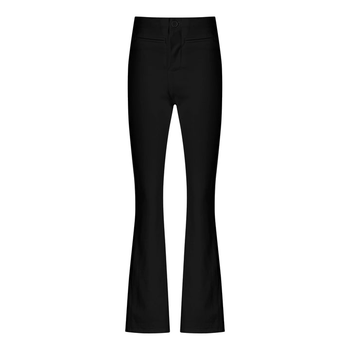 Black Flared Slim-Fit Trousers – High-Waist Stretch Dress Pants (Available in 2 Colors)