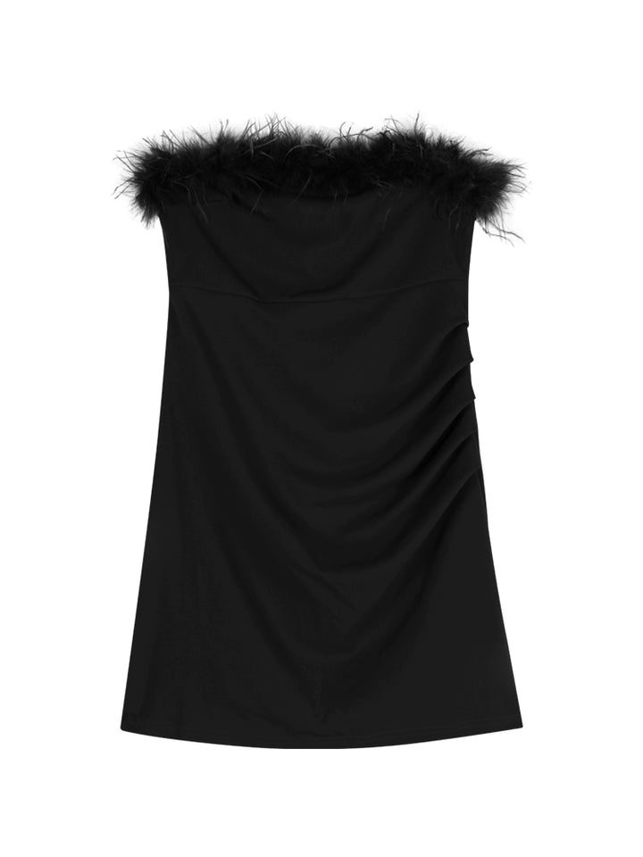 Off-Shoulder Feather Tube Mini Dress – Elegant Party Bodycon Dress (Available in 3 Colors)