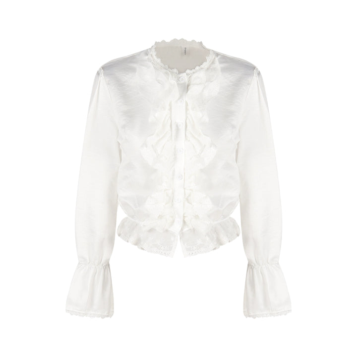 Elegant Tweed Floral Jacket, White Blouse & Gray Mini Skirt Set – Korean Chic Three-Piece Outfit