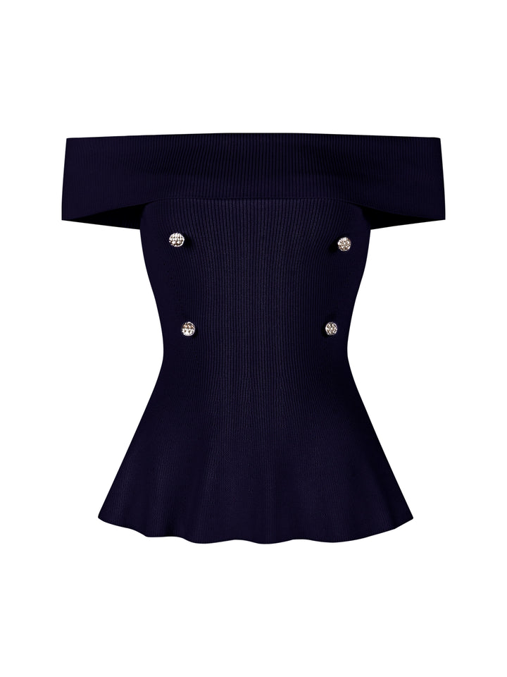 Off-Shoulder Knit Top – Slim-Fit Short Sleeve Cropped Tee (Available in 3 Colors)