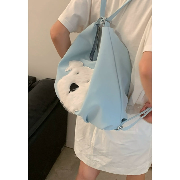 Cute Westie-Themed Tote Backpack – 2025 Korean Preppy Style Large Capacity Laptop Bag for Women (Available in 4 Colors)