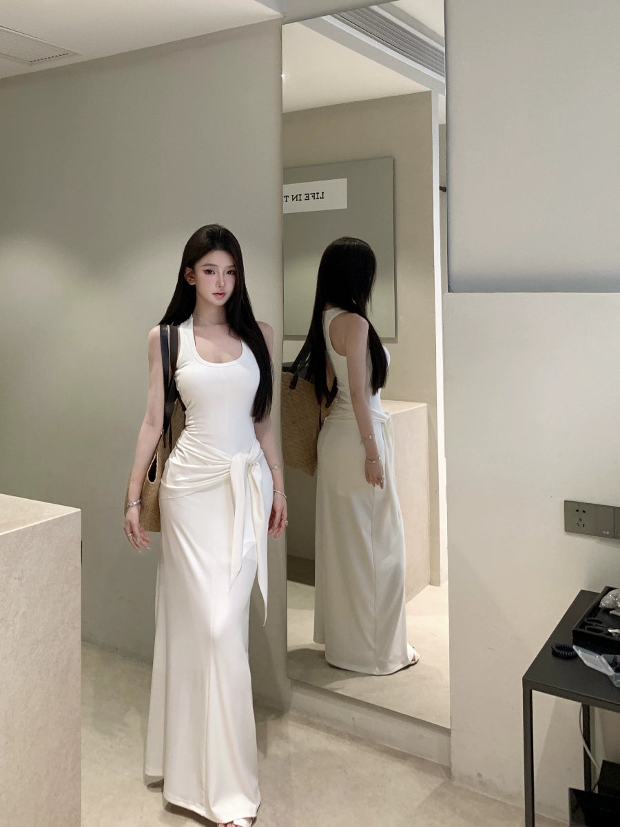 Đầm Maxi Ôm Body Không Tay Cổ Chữ U Màu Đen – Phong Cách Dự Tiệc Mùa Hè Ôm Vừa (Có 3 Màu)