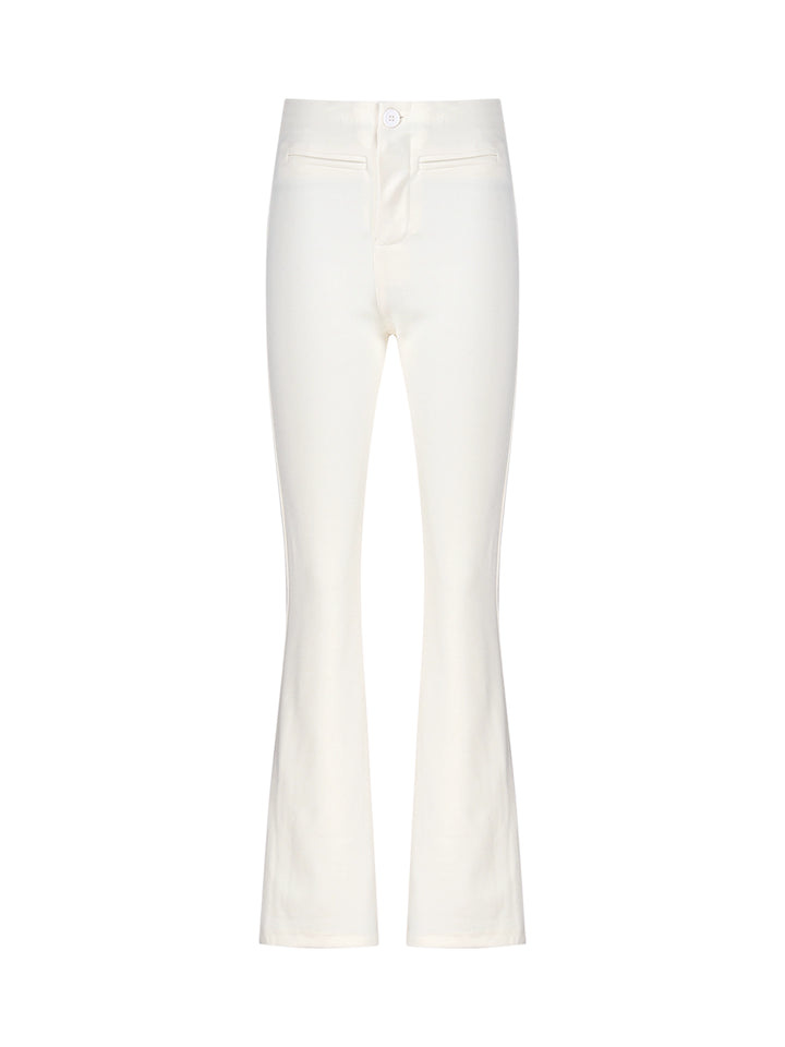 Black Flared Slim-Fit Trousers – High-Waist Stretch Dress Pants (Available in 2 Colors)