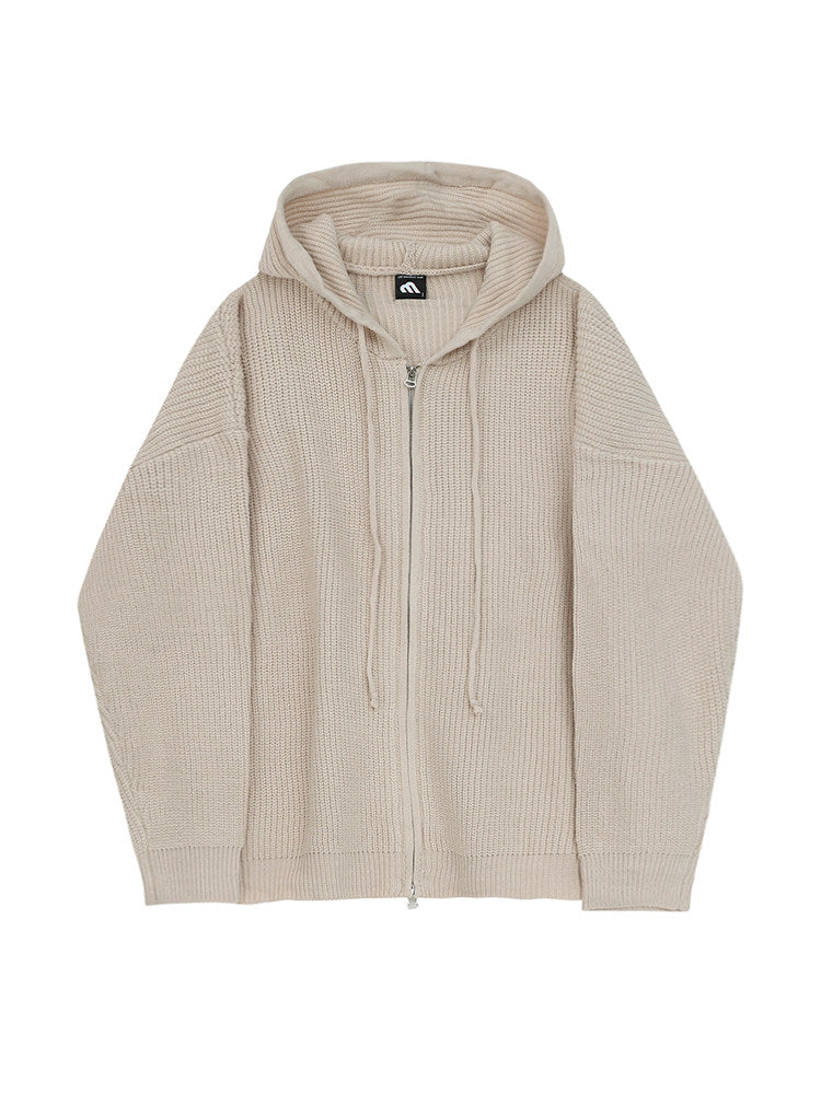 【極上の落ち感】オーバーサイズ・フーデッドニットカーディガン（韓国ミニマル）