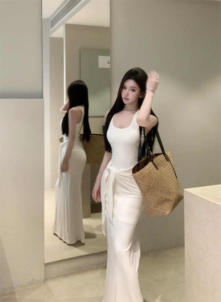 Đầm Maxi Ôm Body Không Tay Cổ Chữ U Màu Đen – Phong Cách Dự Tiệc Mùa Hè Ôm Vừa (Có 3 Màu)